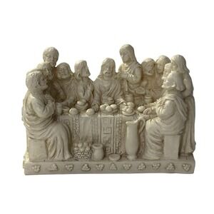 Last Supper Figurine Sculpture Resin Cream Color Christ Passover Religious VTG